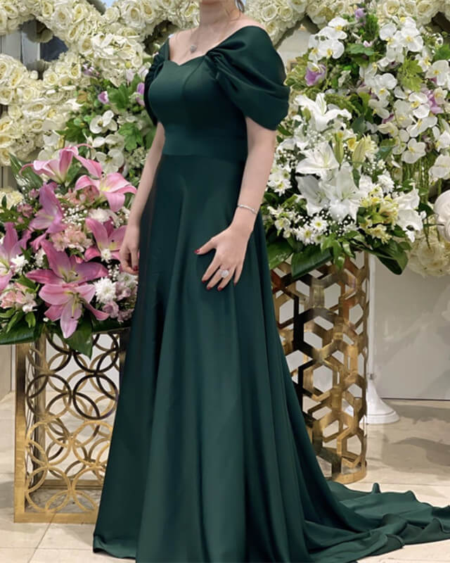 dark green mother of the bride dress